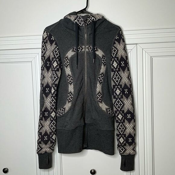 Lululemon Live Simply Jacket Gray Jacquard With Hood Size 6 - Picture 1 of 7